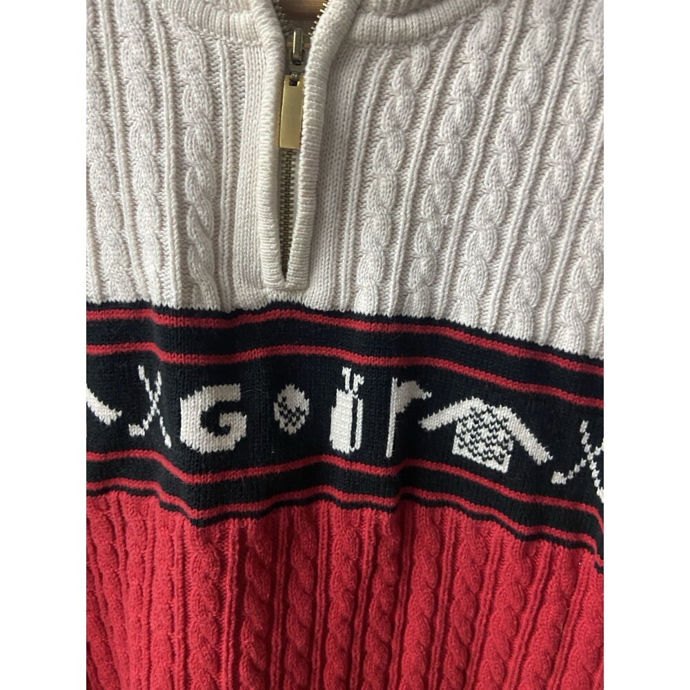 Vintage Liz Claiborne Sweater Womens Large Golf Cotton Cable Knit 1/4 Zip - Picture 4 of 11